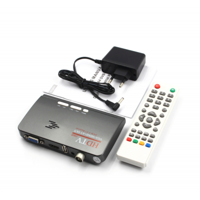 1080P HDTV DVB-T/ DVB-T2 TV Set-top Box Digital Terrestrial HDTV Tuner Receiver VGA/AV for LCD/CRT PC Monitor